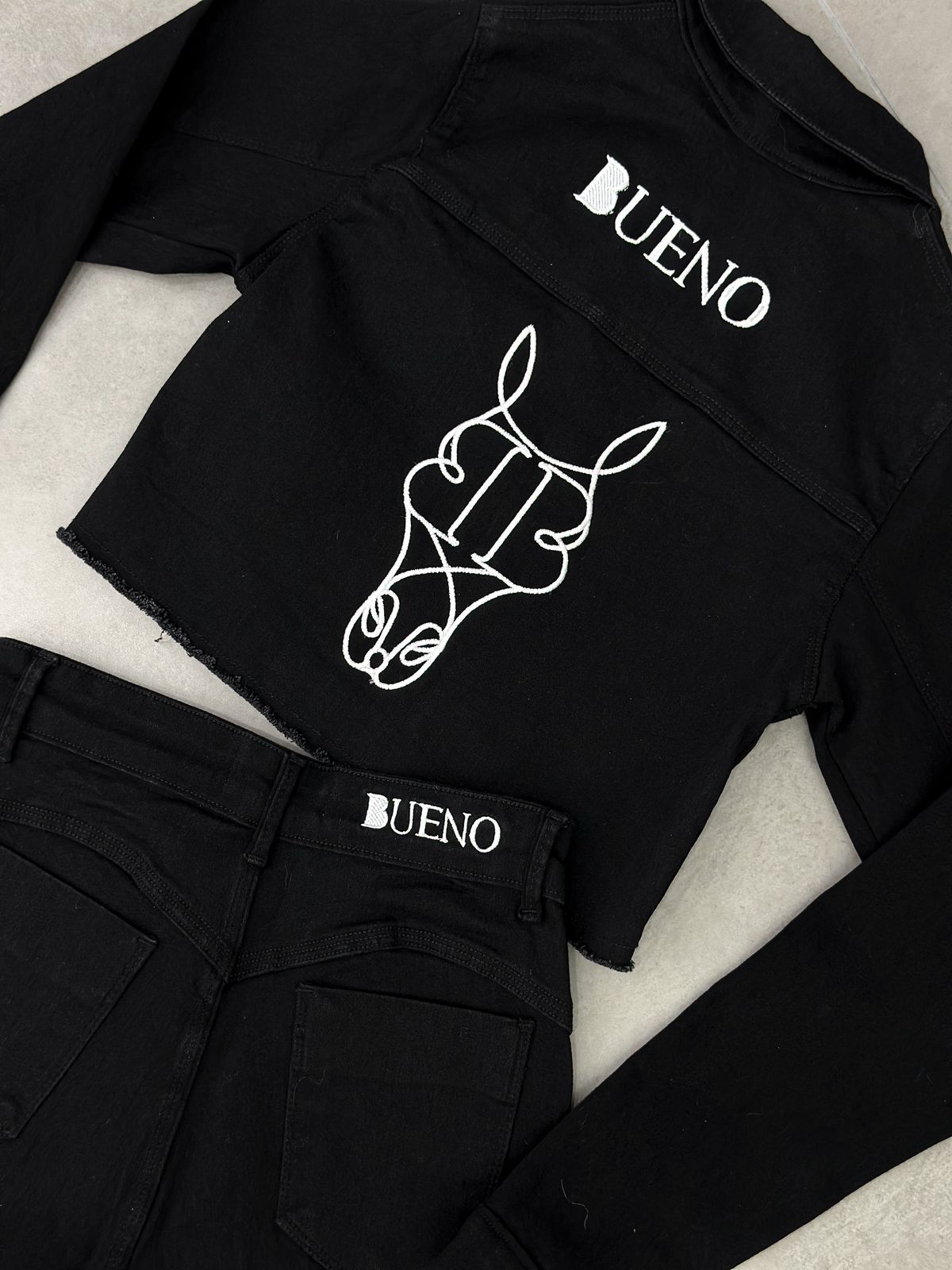 MYBUBU JAQUETA JEANS STRASS BUENO