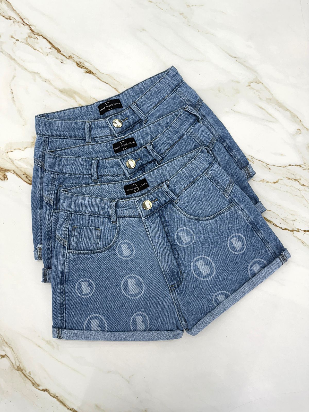 MYBUBU SHORTS JEANS LOGO B DESERT