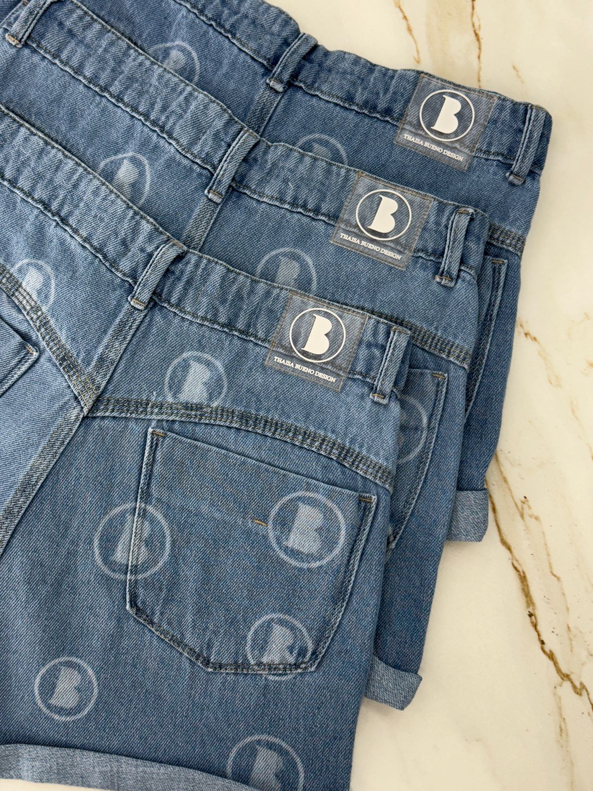 MYBUBU SHORTS JEANS LOGO B DESERT