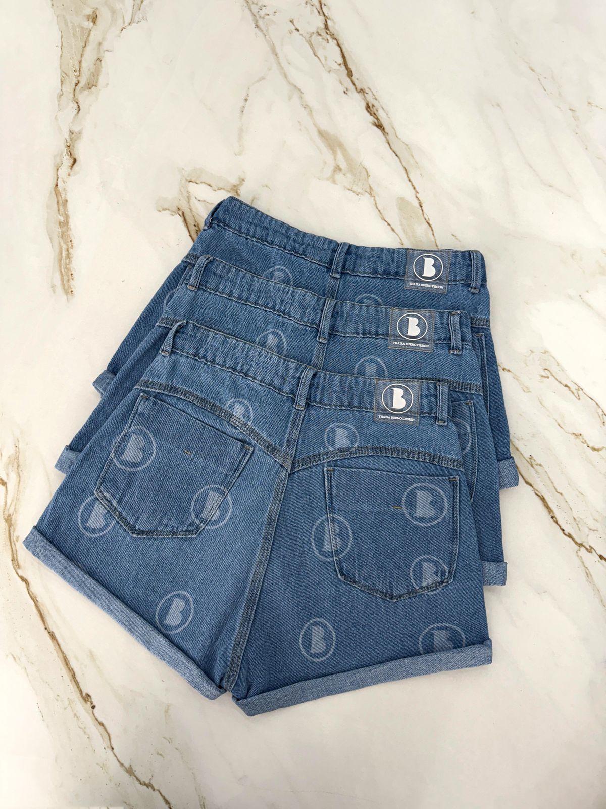MYBUBU SHORTS JEANS LOGO B DESERT