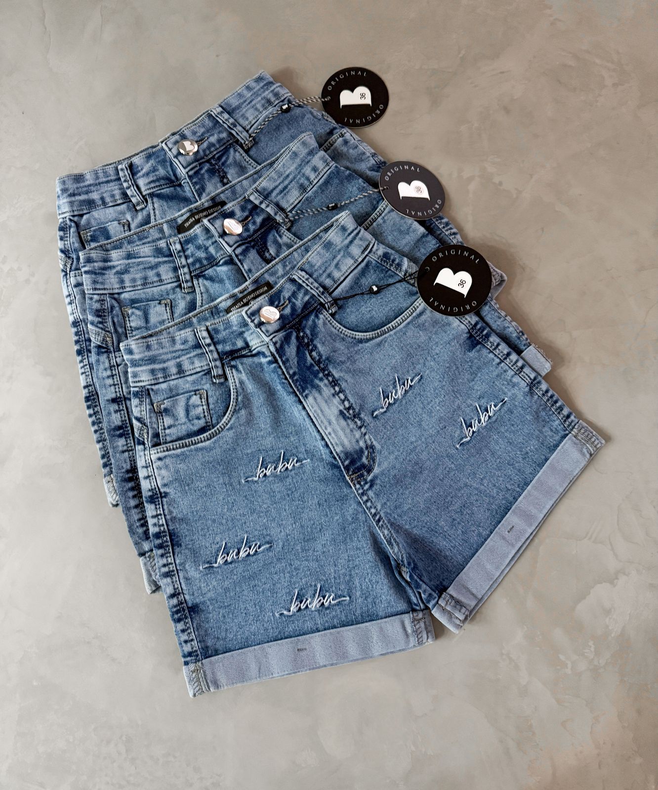 MYBUBU SHORTS JEANS LOGO BORDADO
